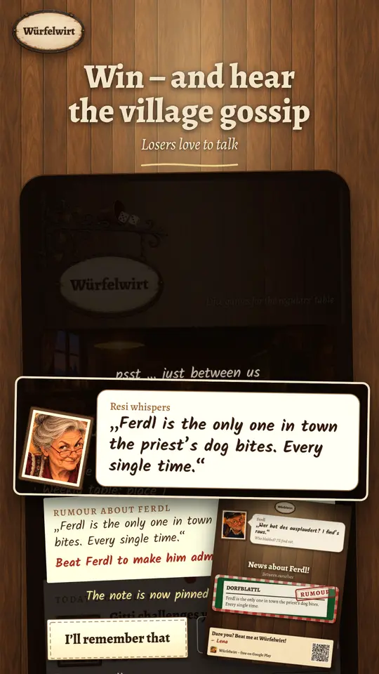 A rumour after a win: Resi tells a story about Ferdl and the priest’s dog.