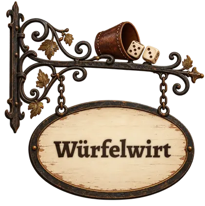 Würfelwirt – Wirtshausschild mit Würfelbecher